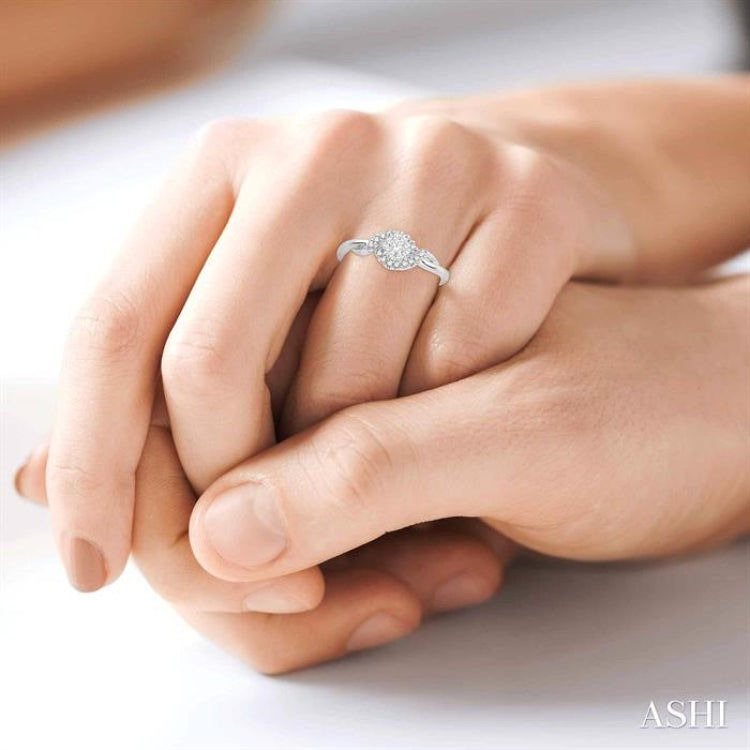 1/5 Ctw Lovebright Round Cut Diamond Engagement Ring in 14K White Gold