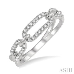 1/5 Ctw Round Cut Diamond Paperclip Ladies Ring in 14K White Gold