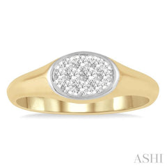1/4 Ctw Oval Shape Lovebright Diamond Ring in 14K Yellow and White Gold