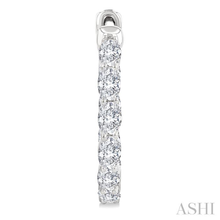 2 Ctw Inside-Out Oval Cut Diamond Hoop Earrings in 14K White Gold