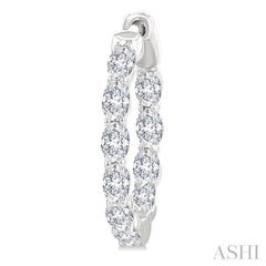 2 Ctw Inside-Out Oval Cut Diamond Hoop Earrings in 14K White Gold