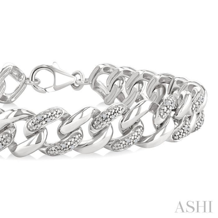 1/6 Ctw Round Cut Diamond Curb & Cuban Bracelet in Sterling Silver
