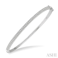 1 1/2 Ctw Round Cut Diamond Stackable Bangle in 14K White Gold