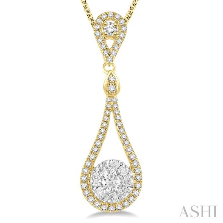 3/4 Ctw Diamond Lovebright Pendant in 14K Yellow and White Gold with Chain