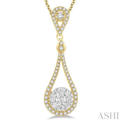 3/4 Ctw Diamond Lovebright Pendant in 14K Yellow and White Gold with Chain