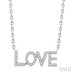 1/6 Ctw 'LOVE' Block Round Cut Diamond Necklace in 10K White Gold