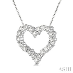 1/2 Ctw Round Cut Diamond Heart Pendant With Chain in 14K white Gold
