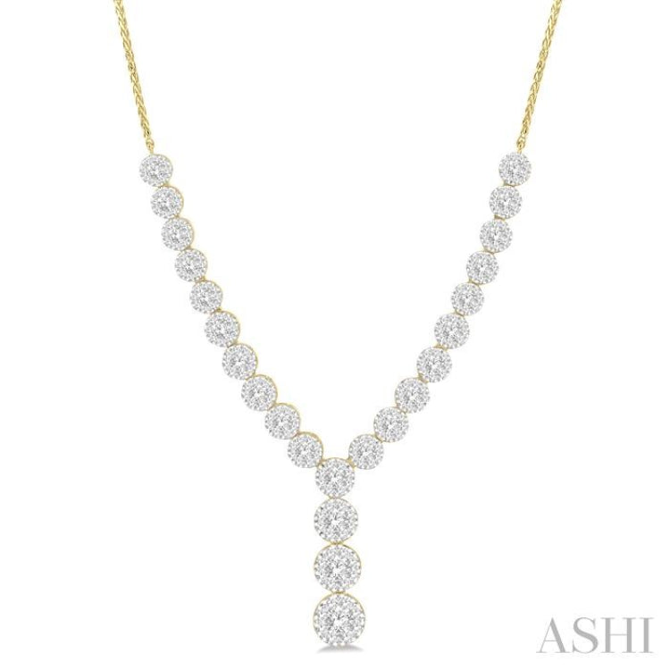 2 1/4 Ctw Lovebright Round Cut Diamond Necklace in 14K Yellow and White Gold