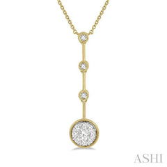 5/8 Ctw Circular Mount & Bar Extension Round Cut Diamond Lovebright Necklace in 14K Yellow and White Gold