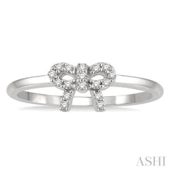 1/10 Ctw Bow Cutout Round Cut Diamond Petite Fashion Ring in 10K White Gold