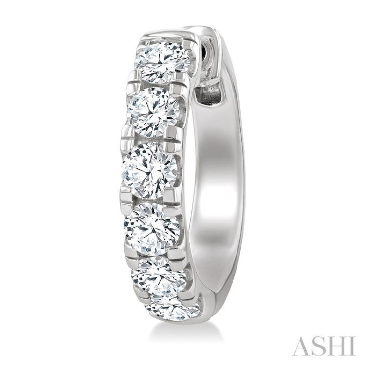 3 Ctw Round Cut Diamond Hoop Earrings in 14K White gold