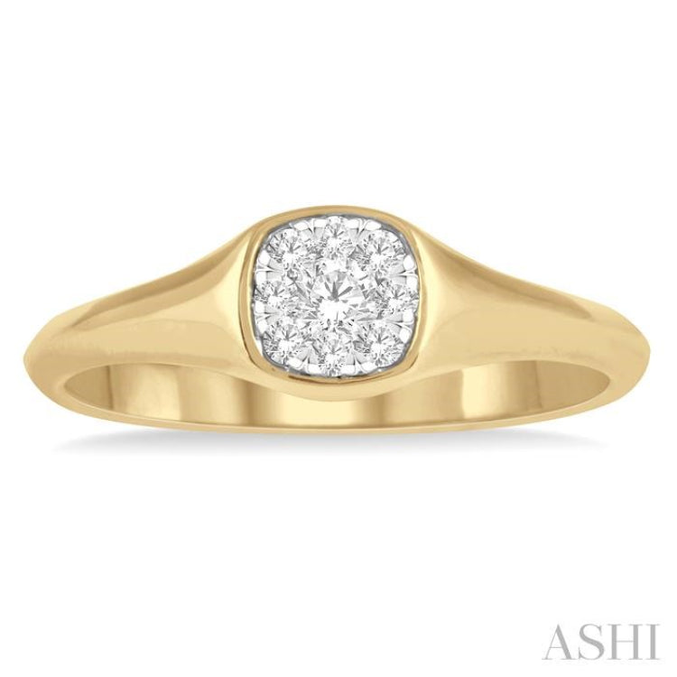 1/4 Ctw Cushion Shape Lovebright Diamond Ring in 14K Yellow and White Gold