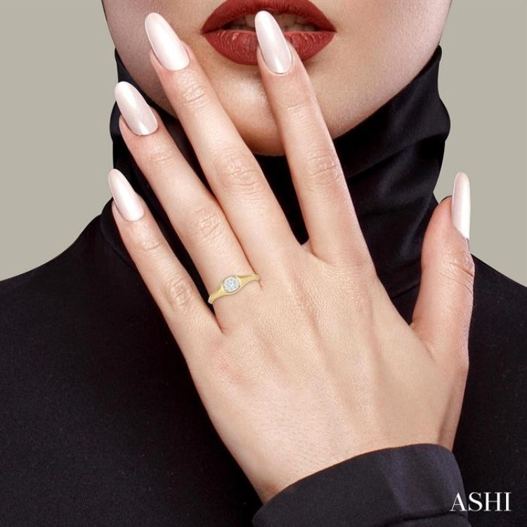 1/4 Ctw Cushion Shape Lovebright Diamond Ring in 14K Yellow and White Gold