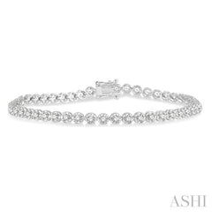 2 Ctw Round Cut Diamond Illusion Tennis Bracelet in 14K White Gold