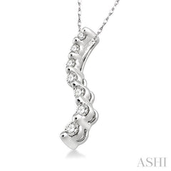 1/4 Ctw Swirl Journey Diamond Pendant in 14K White Gold with Chain