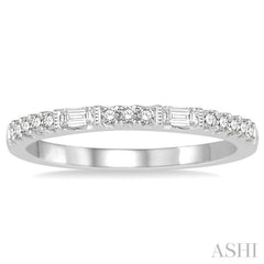 1/4 Ctw Baguette and Round Cut Diamond Stack Band in 14K White Gold