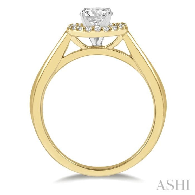 1/3 Ctw Diamond Halo Engagement Ring With 1/4 Ct Round Cut Center Stone in 14K Yellow and White Gold