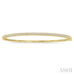 1/2 Ctw Slim Round Cut Diamond Bangle in 14K Yellow Gold