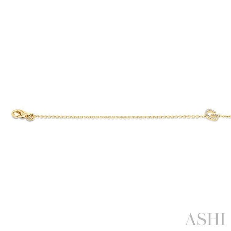 1/20 Ctw Initial 'G' Round Cut Diamond Bracelet in 10K Yellow Gold