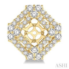 1 5/8 Ctw Cushion Shape Round Cut Diamond Earrings Jacket in 14K Yellow Gold