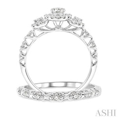 1/2 Ctw Diamond Wedding Set with 1/2 Ctw Round Cut Engagement Ring and 1/20 Ctw Wedding Band in 14K White Gold