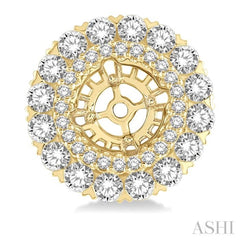 1 3/4 Ctw Circular Scalloped Edge Round Cut Diamond Earrings Jacket in 14K Yellow Gold