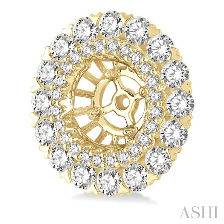 1 3/4 Ctw Circular Scalloped Edge Round Cut Diamond Earrings Jacket in 14K Yellow Gold