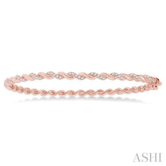 1/3 Ctw Twisted Vine Round Cut Diamond Stackable Bangle in 14K Rose Gold