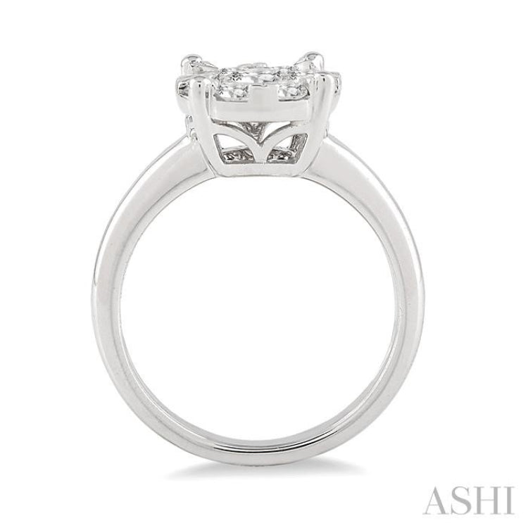 3/4 Ctw Lovebright Round Cut Diamond Bridal Ring in 14K White Gold