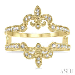 1/4 Ctw Fleur De Lis Round Cut Diamond Insert Ring in 14K Yellow Gold