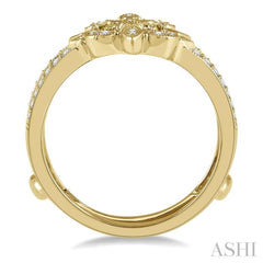 1/4 Ctw Fleur De Lis Round Cut Diamond Insert Ring in 14K Yellow Gold