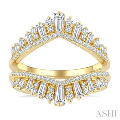 1 Ctw Tiara-Shaped Graduated Baguette and Round Cut Diamond Insert Ring in 14K Yellow Gold