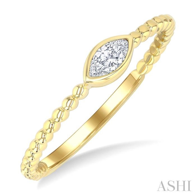 1/6 Ctw Petite Bezel Set Marquise Cut Diamond Stackable Ring in 14K Yellow Gold