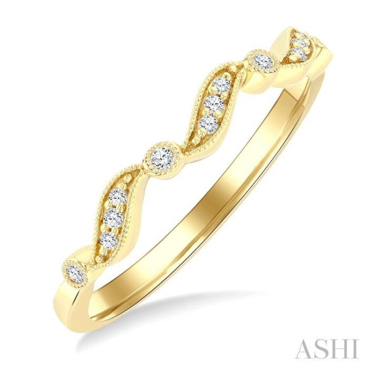 1/10 Ctw Triple Wave Round Cut Diamond Stackable Fashion Band in 10K Yellow Gold