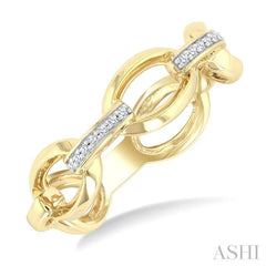 1/20 Ctw Bold Open Window Oval Shaped Round Cut Diamond Fashion Ring in 10K Yellow Gold