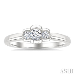 1/4 Ctw 3-Stone Round Cut Diamond Fashion Ring in 14K White Gold