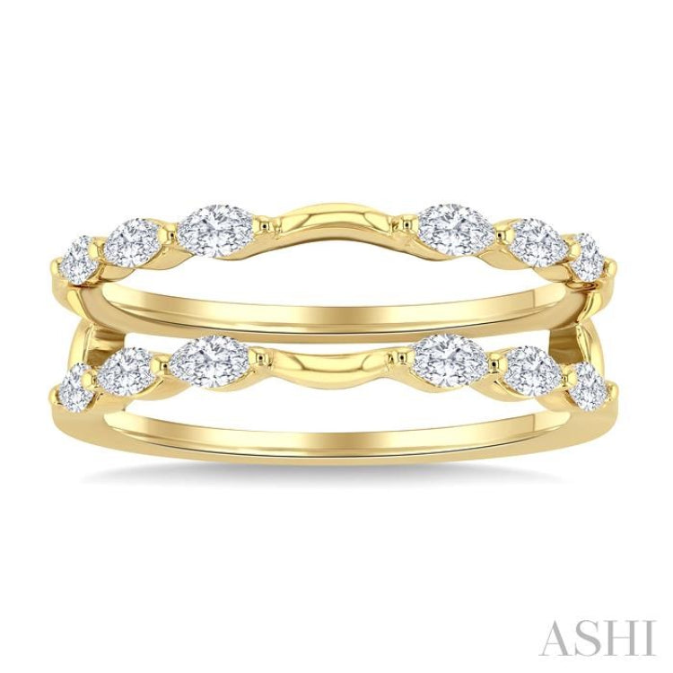 1/2 Ctw Carved Shank Marquise Cut Diamond Insert Ring in 14K Yellow Gold