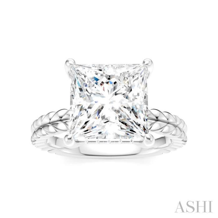 1/8 Ctw Princess Shape Round Cut Diamond Semi-Mount Engagement Ring in 14K White Gold