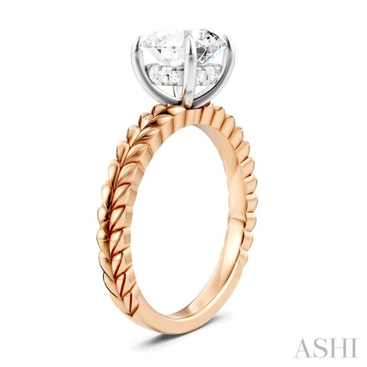 1/20 Ctw Circular Shape Round Cut Diamond Semi-Mount Engagement Ring in 14K Rose and White Gold