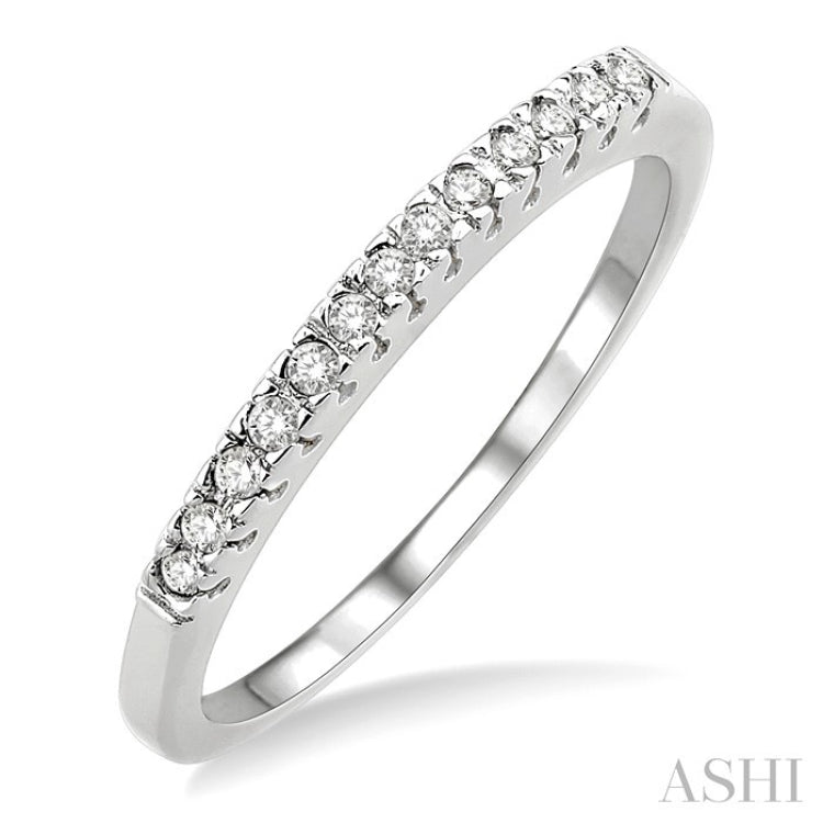 1/10 Ctw Round Cut Diamond Wedding Band in 10K White Gold