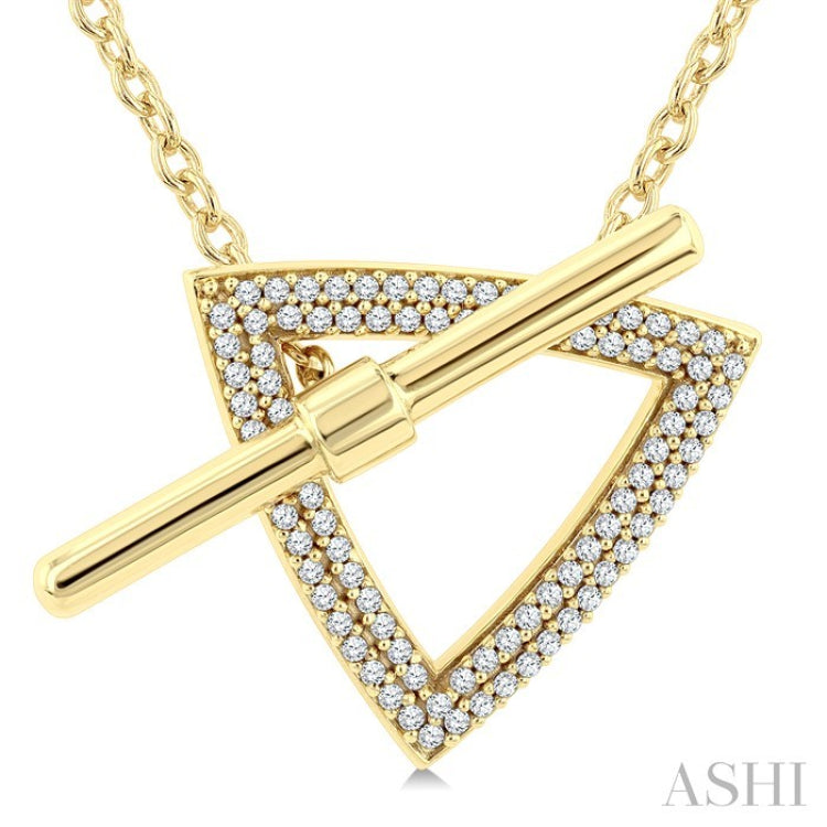 1/4 Ctw Trilliant Round Cut Diamond Fashion Toggle Necklace in 10K Yellow Gold