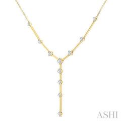 1 Ctw Round Cut Diamond Y-Shape Bar Link Fashion Necklace in 14K Yellow Gold