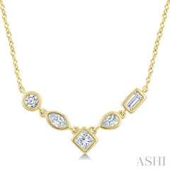 1/4 Ctw Mixed Cut Diamond Fashion Necklace in 14K Yellow Gold