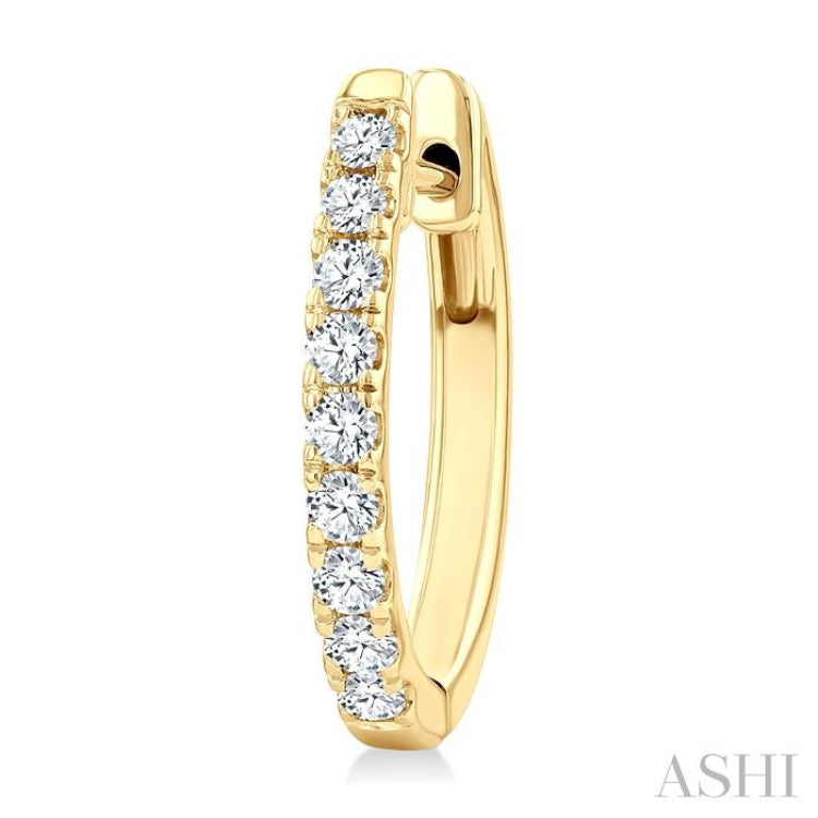 1/2 Ctw Round Cut Diamond Fashion Hoop Earrings in 14K Yellow Gold