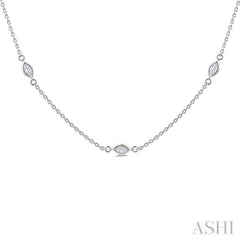1/2 Ctw Marquise Cut Diamond Station Necklace in 14K White Gold