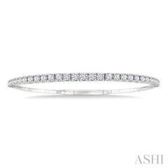 3 Ctw Round Cut Diamond Halfway Graduated Flex Bangle in 14K White Gold