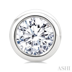 5/8 Ctw Bezel Set Round Cut Diamond Stud Earrings in 14K White Gold