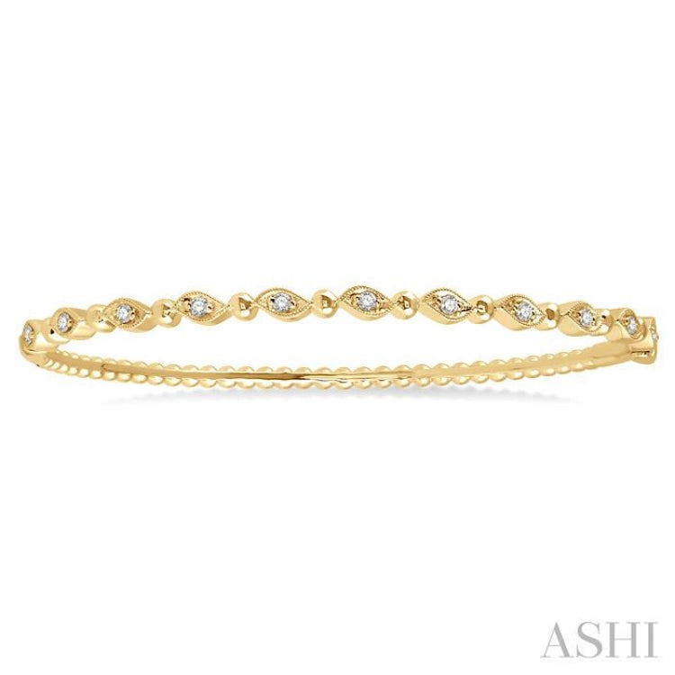 1/4 Ctw Marquise Link Round Cut Stackable Diamond Bangle in 14K Yellow Gold