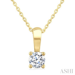 1/3 Ctw Prong Set Round Cut Diamond Solitaire Pendant With Chain in 14K Yellow Gold