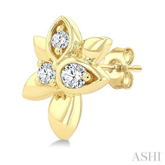 1/6 Ctw Starlit Petals Round Cut Diamond Fashion Stud Earrings in 10K Yellow Gold